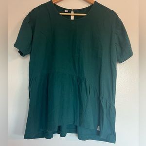 BYTAVI Asy Peplum Forest Green Top-Large